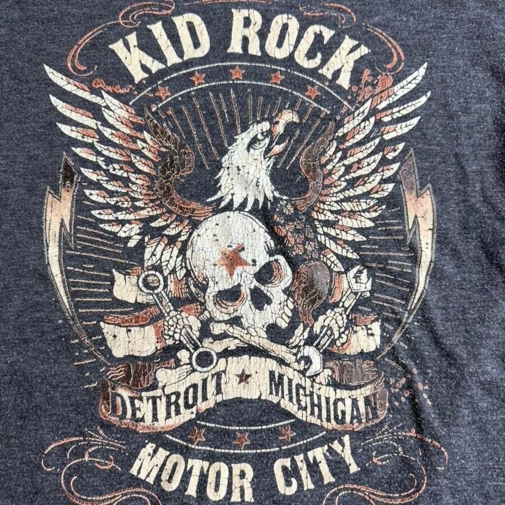 Kid Rock Detroit Michigan Motor City Graphic Tee Gray Rocker T-Shirt Small‎ - Picture 2 of 4